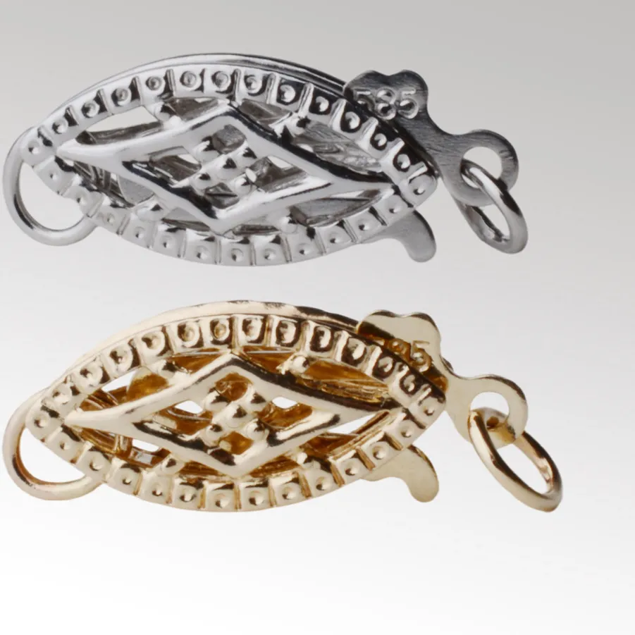 Authentic Celestial Filigree: 14K Gold Fish Hook Clasp for Enchanted Necklaces