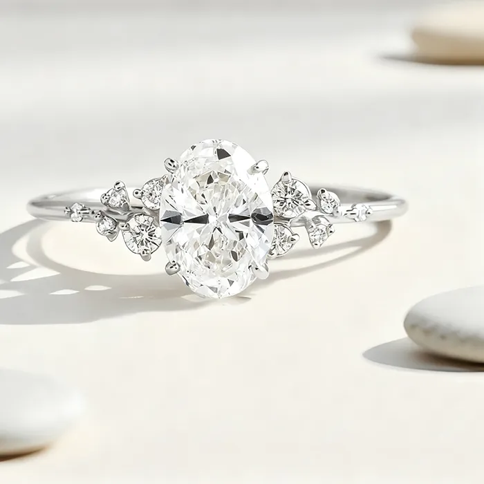 Authentic Celestial Oval Moissanite Halo Ring - Eternal Union & High-Vibration Light Talisman