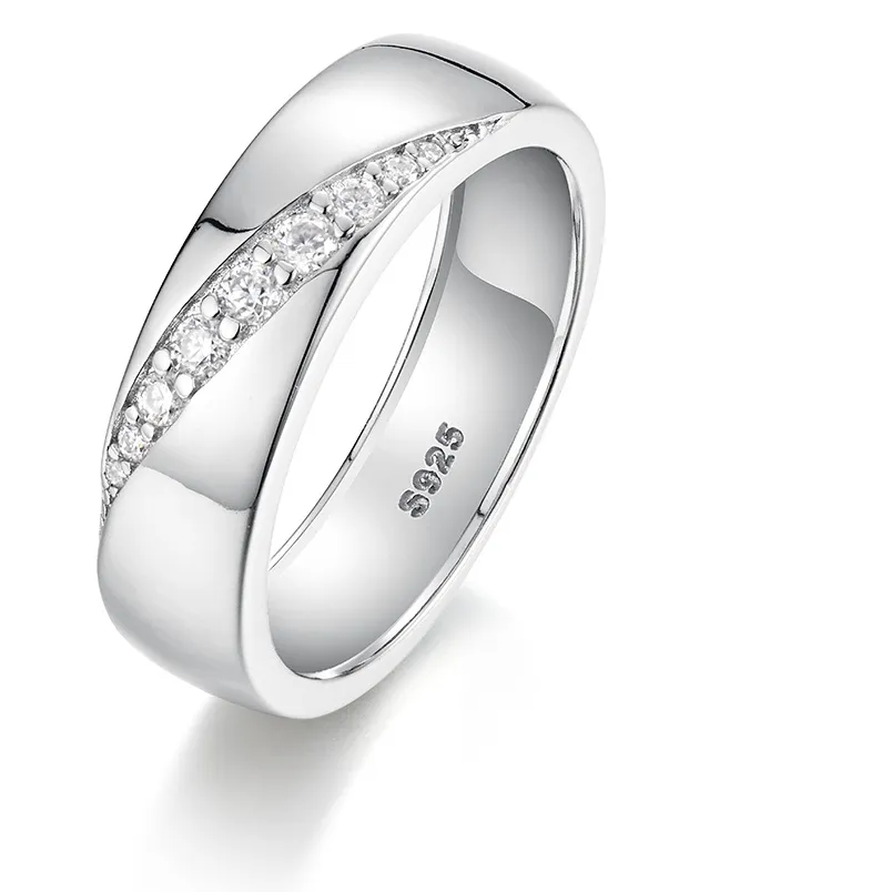 Authentic Shining Full Moissanite Men Ring with Certificate 100% Passed Diamond Test S925 Silver Jewelry Wedding Ring Replacement Gift