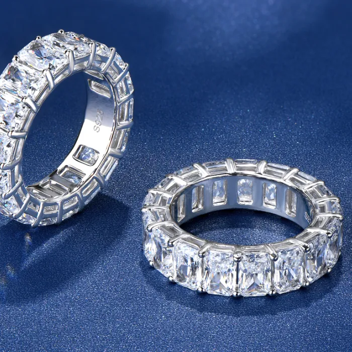 Authentic ANZIW 925 Sterling Silver Full Eternity Ring 6x4mm Radiant Cut 5A Zircon Band for Women Simulated Diamond Luxury Party Jewelry