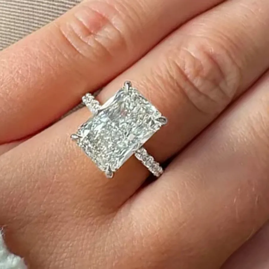 Authentic 1-4CT Radiant Cut Moissanite Engagement Ring For Women Lab Grown Hidden Halo Diamond S925 Silver Wedding Jewelry Gifts Certified