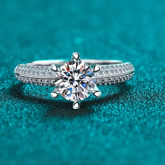 Authentic Luxury Platinum Pt950 Personalized Ring for Women, Radiant 1ct/1.5ct/2ct Moissanite Initials Six Claw Setting Rings Fine Jewelry