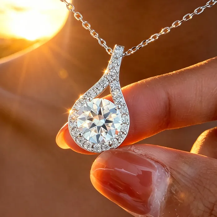 Authentic Smyoue 1- 3Ct Real Moissanite Necklace Sparkling S925 Sterling Silver Jewelry Water Drop Pendant Girls Birthday