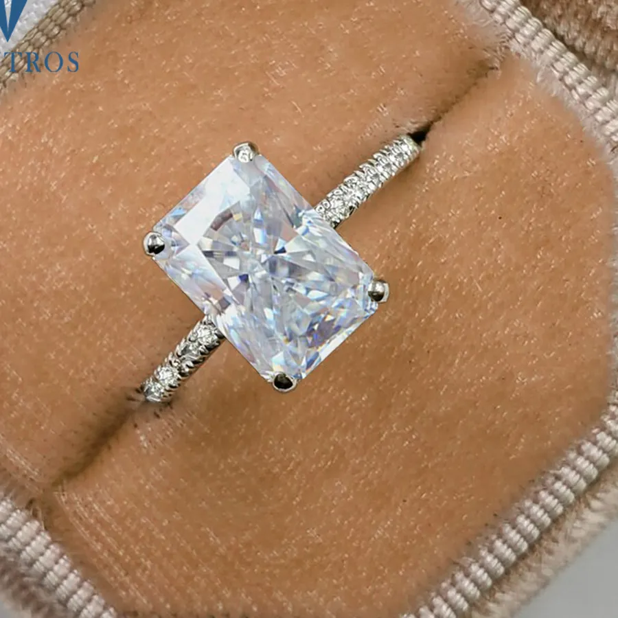Authentic 1 2 3 4Ct Radiant Cut Moissanite Ring Gra Certified 925 Sterling Silver Halo Diamond Bands Jewelry