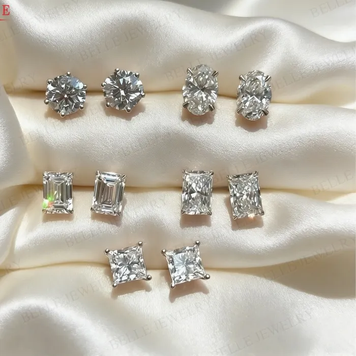 Authentic 0.5/1ct D Color Moissanite Earrings Round Oval Pear Emerald Princess Radiant Cuts Classic Fine Jewelry Gift for Her Anniversary