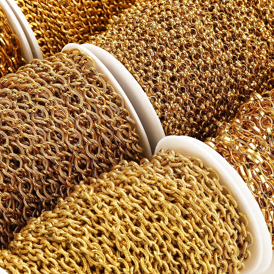 Authentic 1Meter/2Meters Gold Color Cuban Chains Chunky Chains for DIY Jewelry Making Necklace Bracelet Crafts Accessories