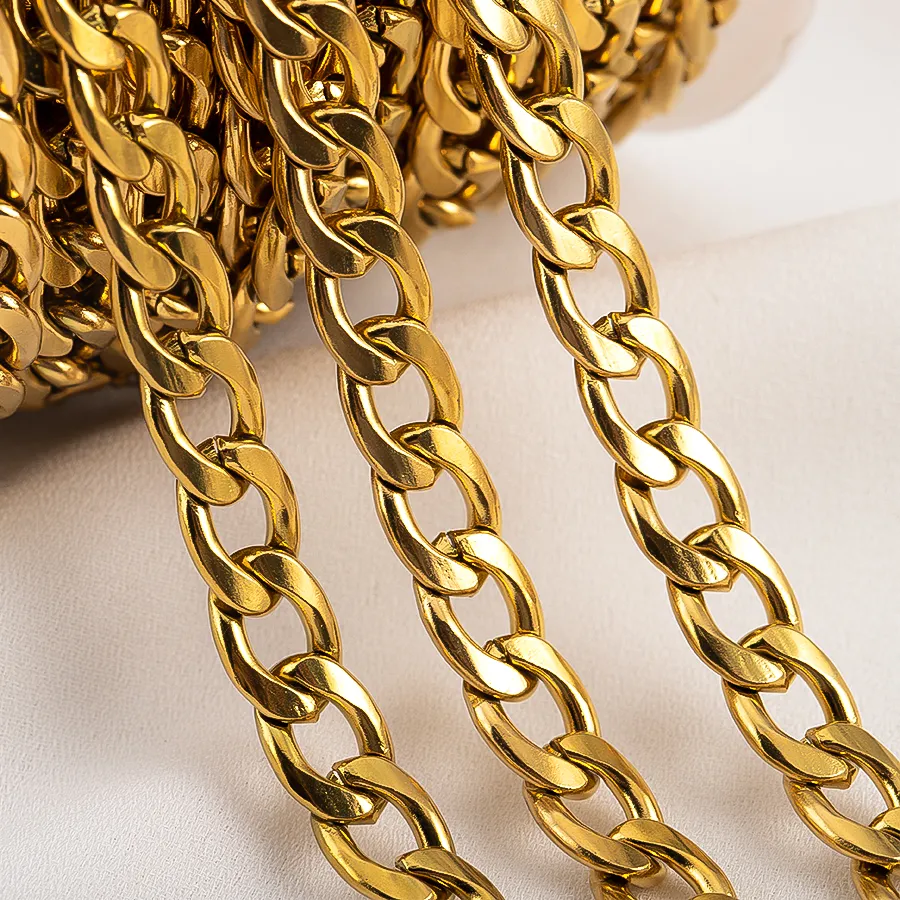 Authentic 1Meter 2Meter 3mm 5mm 7mm Curb Cuban Chains Bulk DIY Necklace Bracelet Anklet Jewelry Making Accessory Supplies