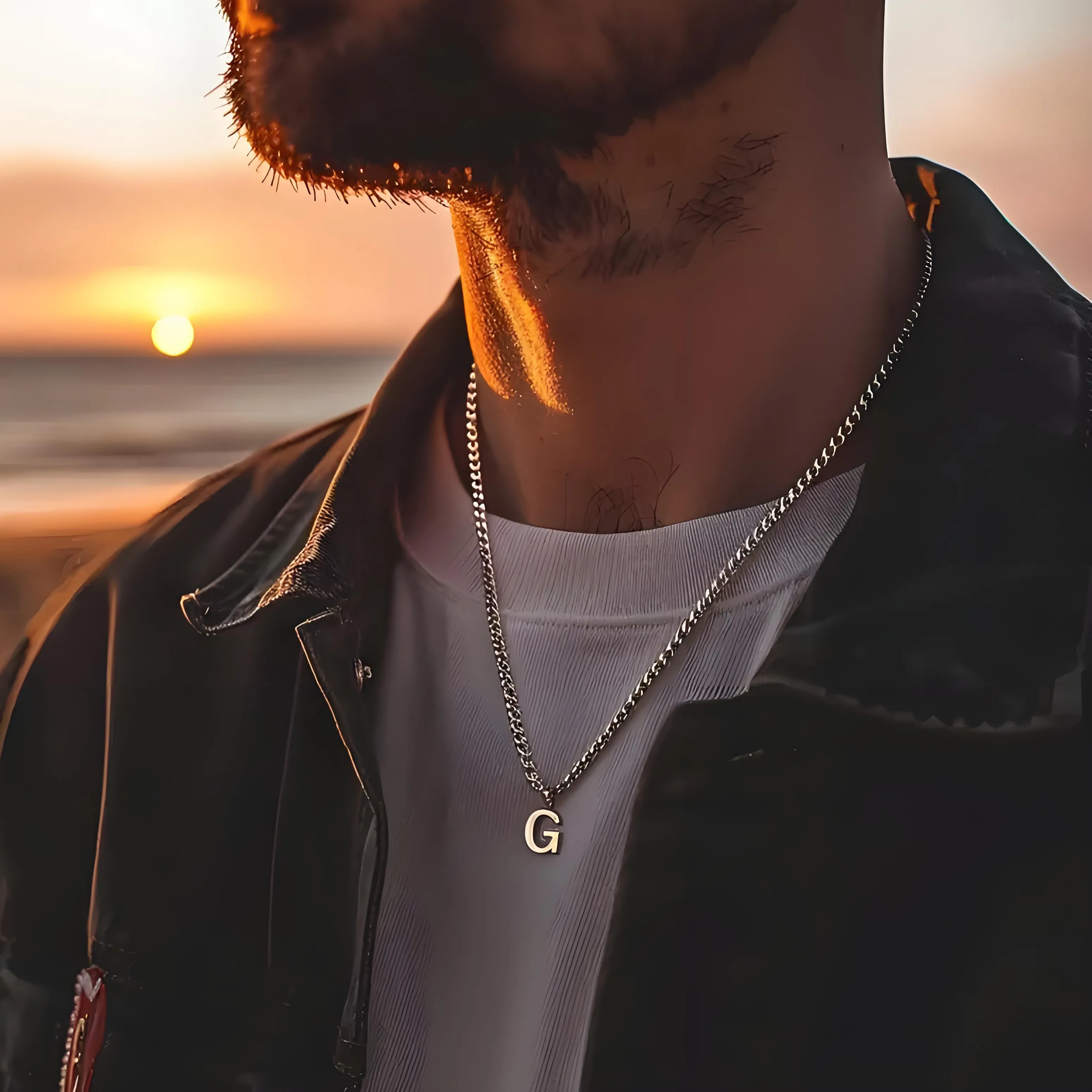 Authentic Men's Personalized Initial Letter Necklace, Cuban Chain Pendant, Custom Monogram Jewelry for Daily Wear &