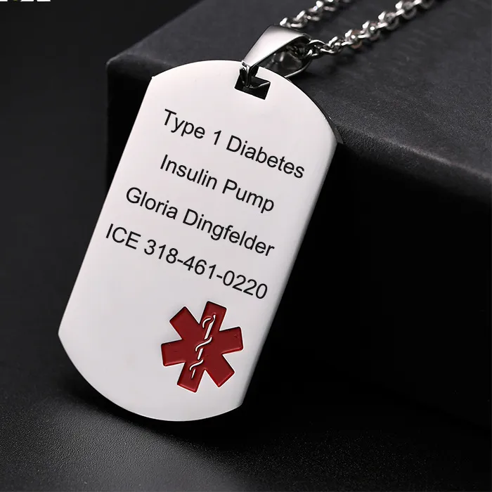 Vnox Personalized Engrave Diease Names Ice Info Medical Necklaces, Dog Tag Id Pendants, Custom Health Accessory