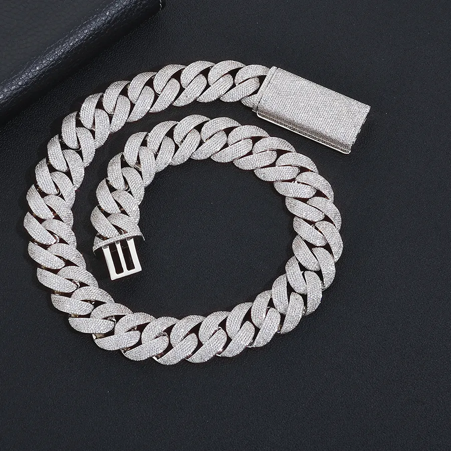 Authentic HHIOK Luxury Iced Out 18K Gold Plated 23mm Cuban Link Chain Hip Hop 5 Rows Bling CZ Diamond Rectangular Buckle Necklace For Men