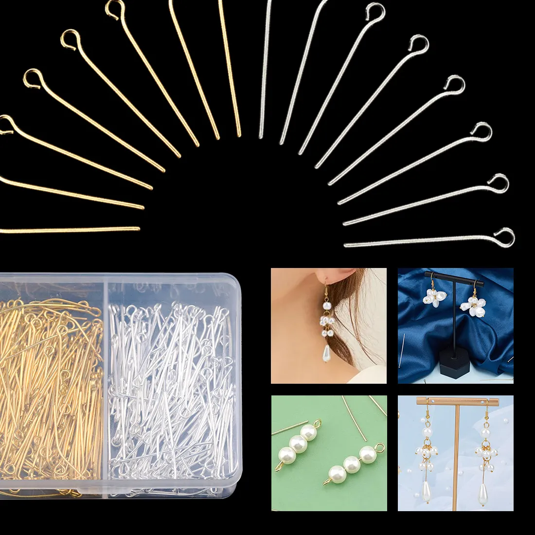 Authentic 200pcs 28mm Golden Color 9-pins Jewelry Making Materials Kit Boxed For Handmade Bracelets Earrings Pendants DIY Accessories