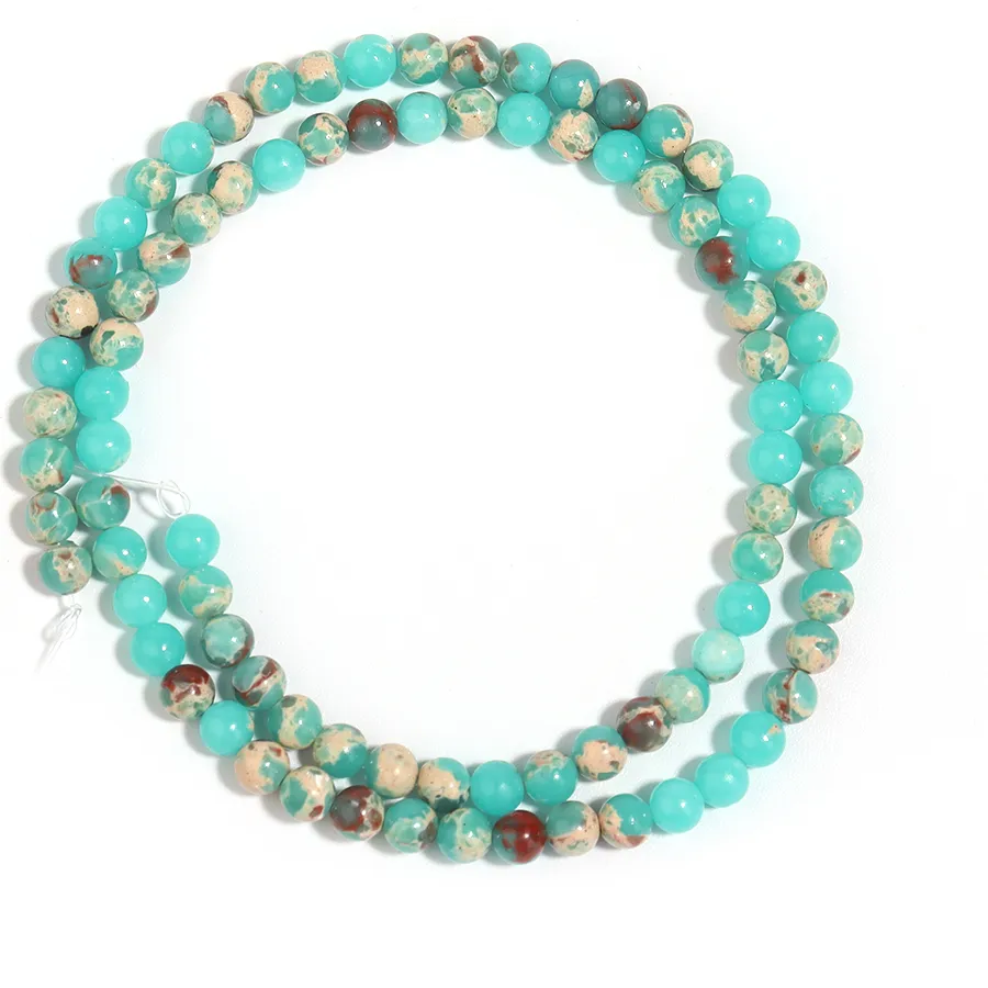 Authentic 4 6 8 10mm Natural Stone Green Turquoise ShouShan Stone Round Loose Beads for Jewelry Making Handicraft DIY Bracelet  Accessory
