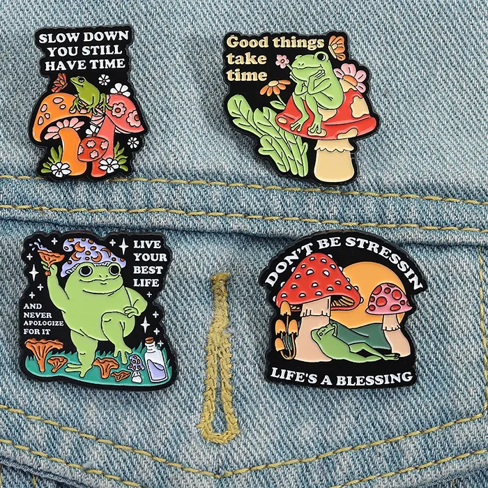 Authentic Good Things Take Time Enamel Pins Custom SLOW DOWN YOU STILL HAVE TIME Brooches Lapel Badges Clothes Animal Jewelry Gift Friends