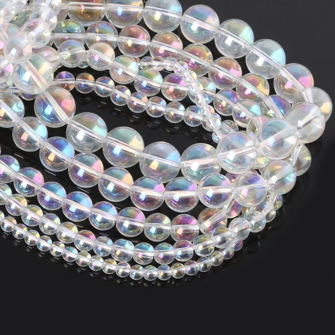 Authentic Multicolour Transparent Clear Glass Beads Quartz Smooth Round Beads For Bracelet Necklace Diy Jewelry Accessories