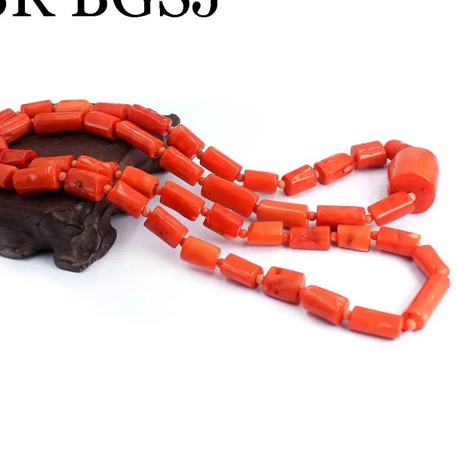Authentic 10-14mm 38-48inch Punk Jewelry Trendy Orange Long Sweater Pendant Genuine Natural Coral Necklace