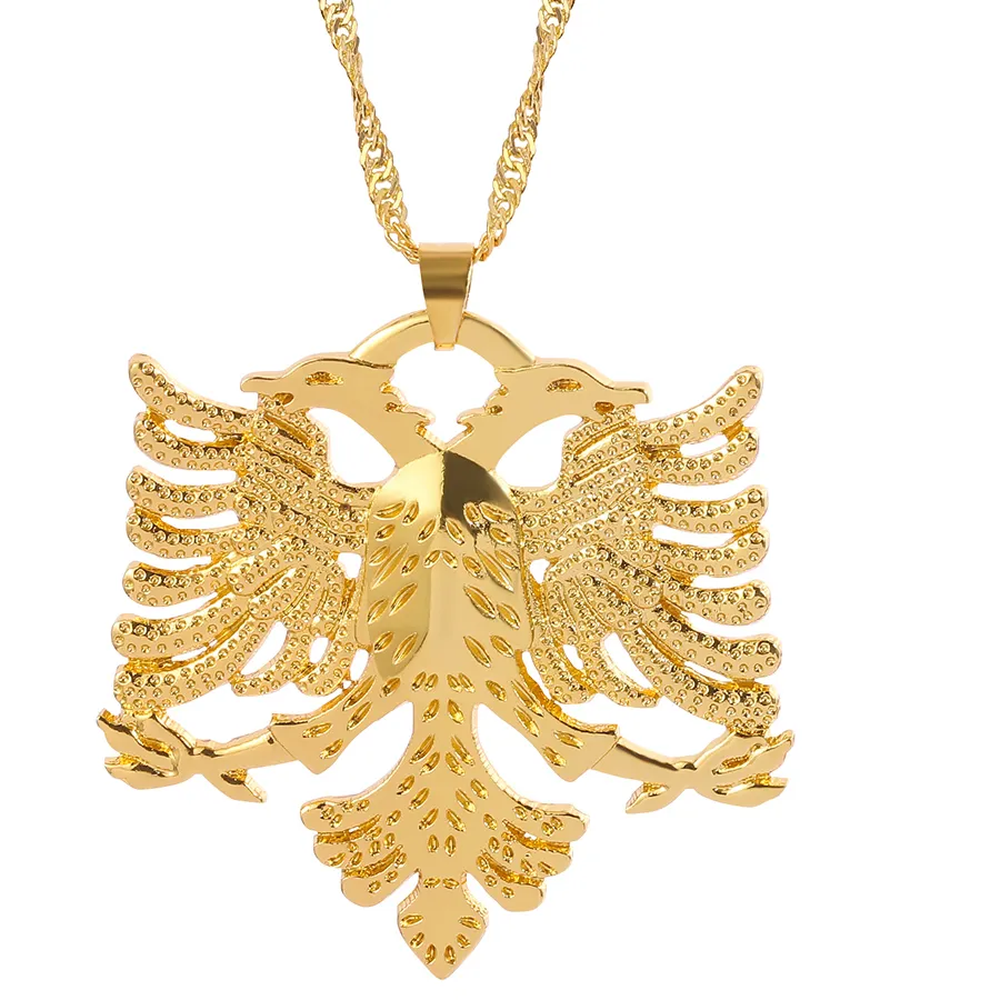 Authentic Anniyo Albania Eagle Pendant Necklaces for Men Women Silver  Gold Color Albanian Jewelry Ethnic Kosovo