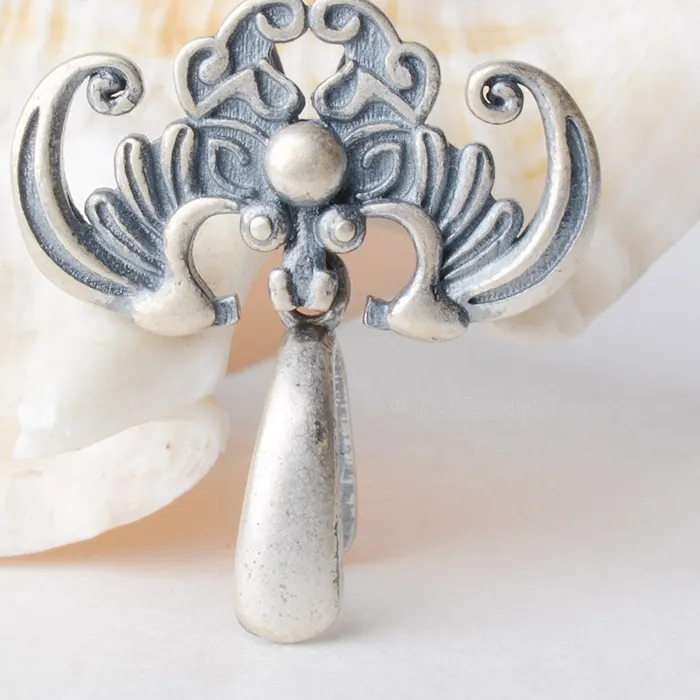 Authentic Solid 925 sterling silver bat pendant clasp connector, Thai Silver pinch bail for necklace & pendant silver jewelry