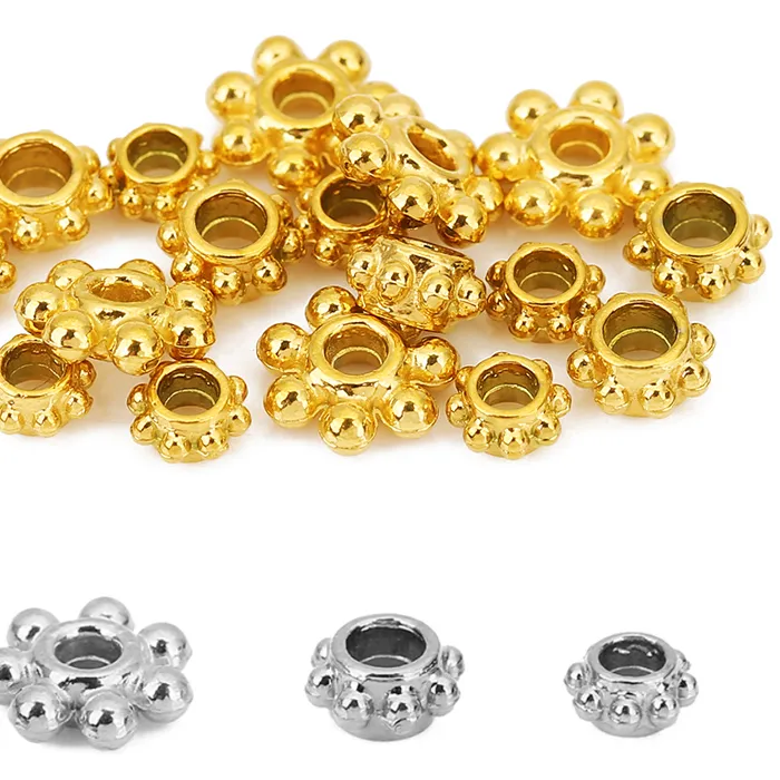 Authentic Radiant PVD Gold-Plated Stainless Steel Sacred Geometry Spacer Beads Set of Ten