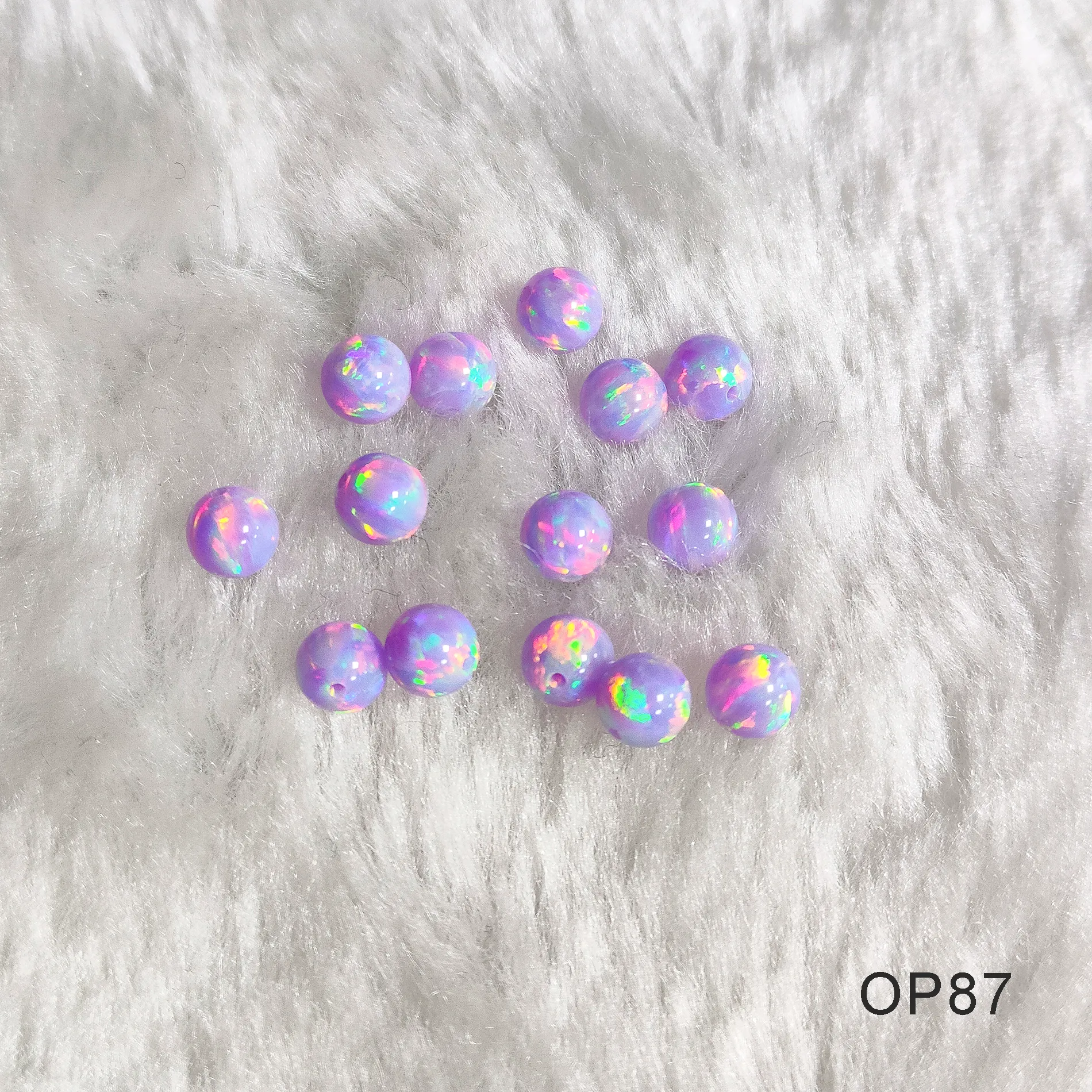 Authentic 20/50pcs Unicorn Light Purple Beads for Jewelry Making 2mm--8mm Lab Grown Fire Opal Bead with Hole