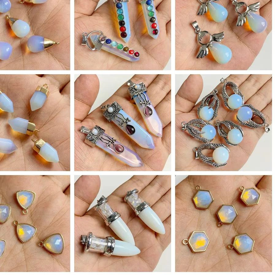 Authentic 2Pcs High Quality Natural Opal Pendant Beads Irregular Opal Charms Pendants for Jewelry Making DIY Bracelet Necklaces Earrings