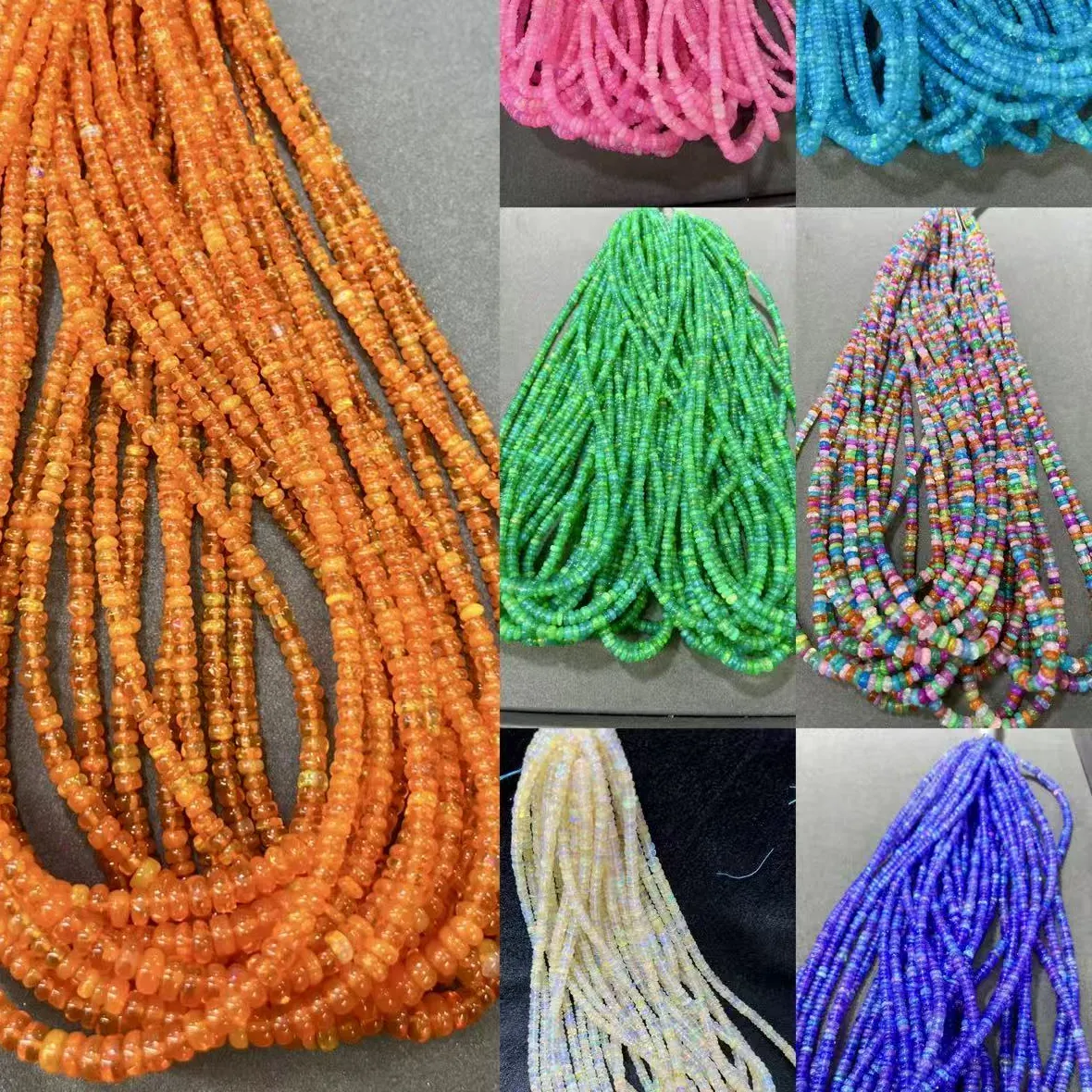 Authentic Wholeale All Kinds Natural Opal 3.2-5mm Rondelle Faceted Beads for Jewelry Making DIY Bracelet Necklace or Jewelry