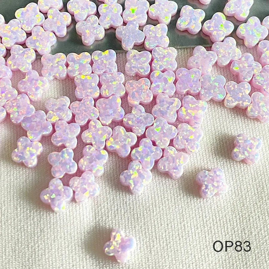 Authentic 20/50pcs 6mm-12mm Clover Beads for Bracelet Making Fire Opal Beads 4 Leaf Clover Charms for Jewelry