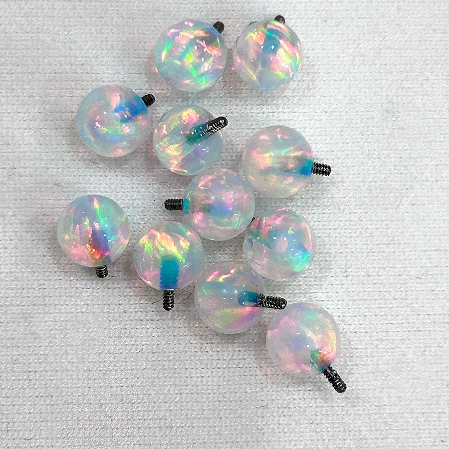 Authentic 1 Pair Piercing Screw On Ball Jewelry 4Mm 5Mm Fire Opal Jelly Color Piercings Loose Beads Op531- - Op552