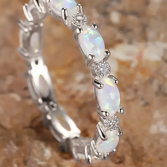 Authentic Celestial Opal Radiance - Sacred White Fire Harmony Ring