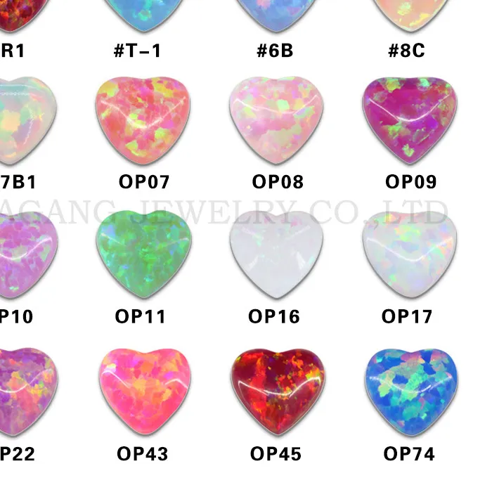 Authentic Opal Multicolor Heart Synthetic Loose Stones Round Shape Base Cabochon Created Opal Beads Semi-Precious Stones For Jewelry