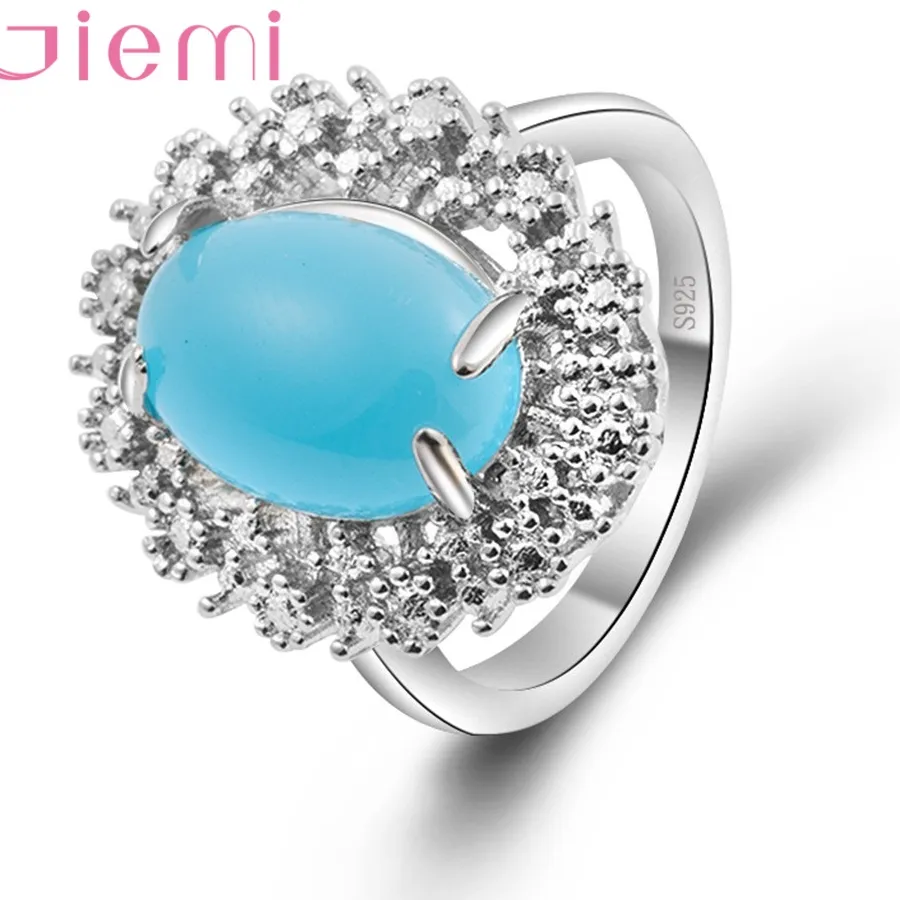 Authentic Big Sun Flower Fire Opal Rings Shiny Crystal Bague 925 Sterling Silver Original Jewelry
