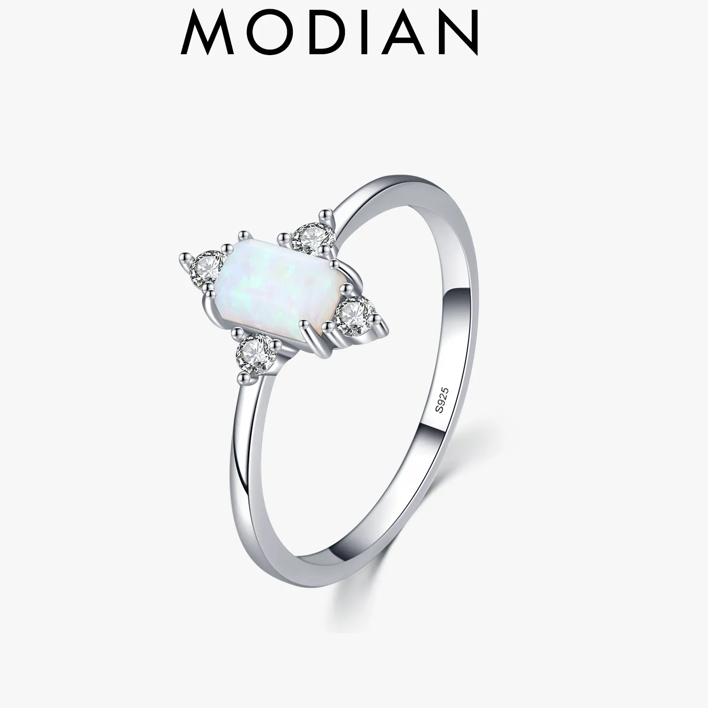 Authentic Modian Real 925 Sterling Silver Rings For Women Shining Crown Opal Finger Ring Classic Luxury Wedding Statement Jewelry Anel