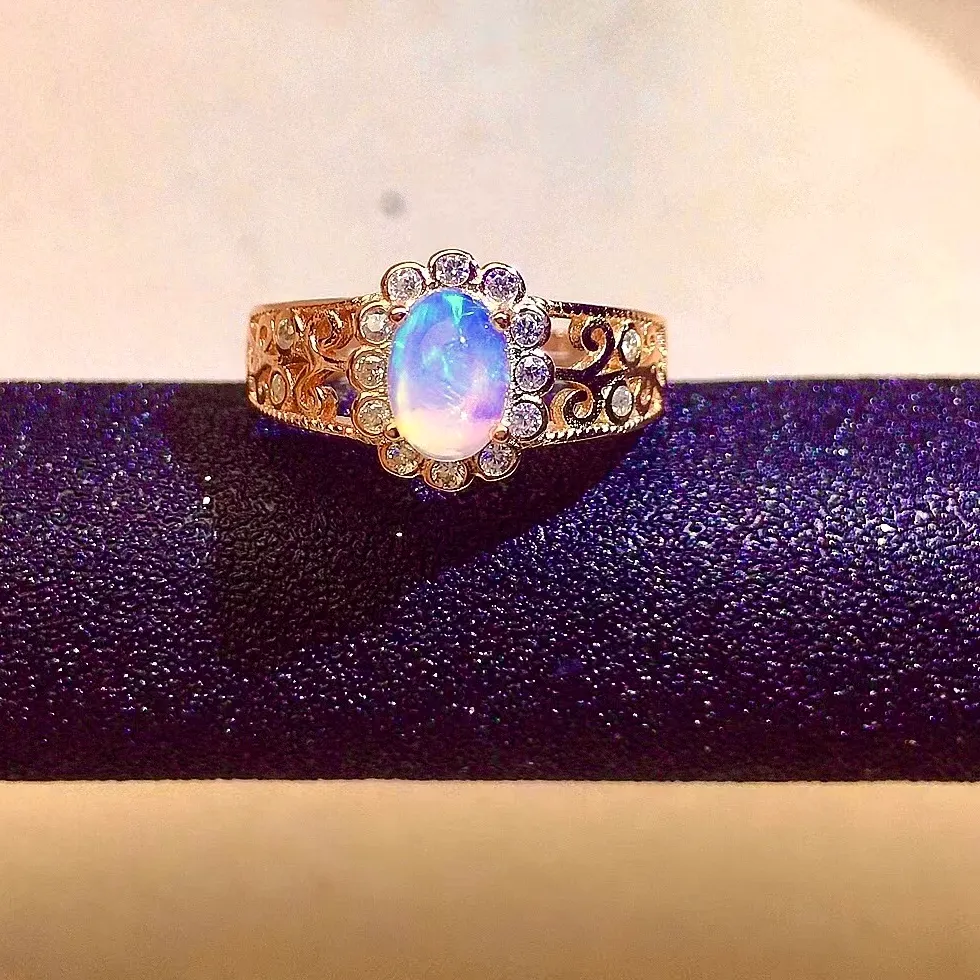 925 Silver Opal Ring Form 5Mm 7Mm 100 Real White Opal Silver Ring Solid Sterling Silver Opal Jewelry