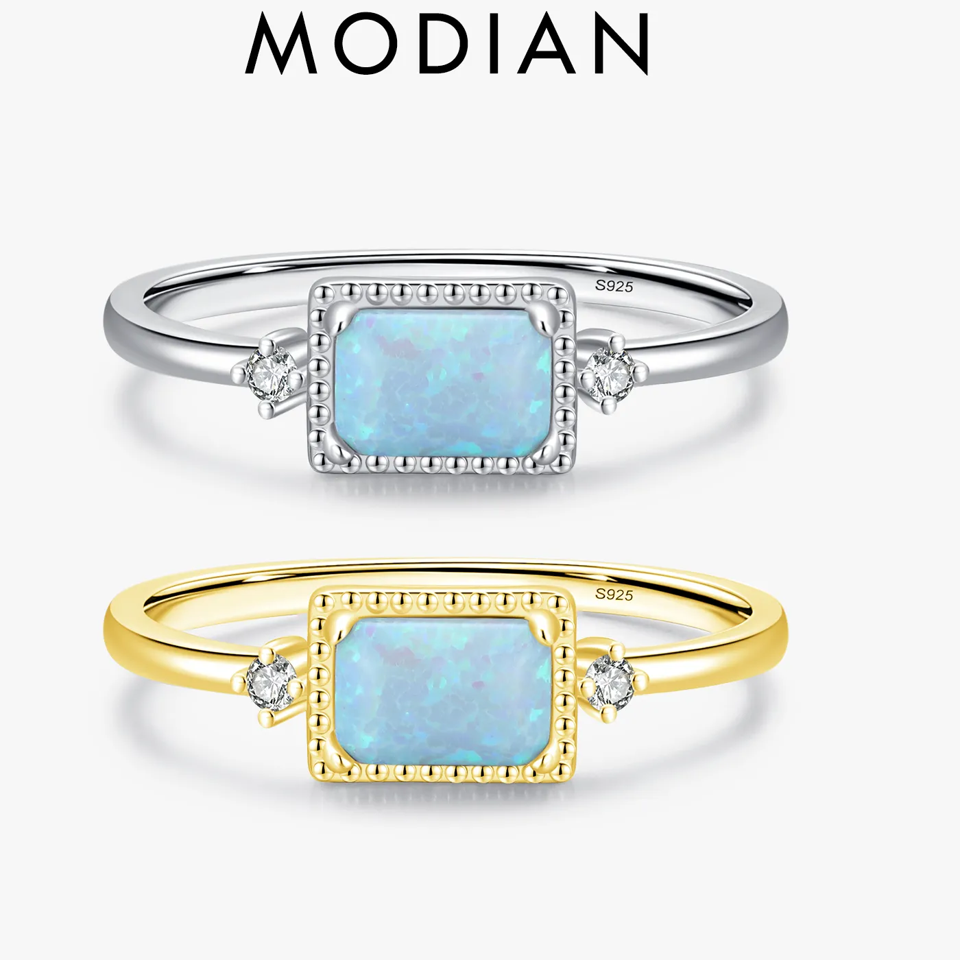 Authentic MODIAN Real 925 Sterling Silver Fantastic Natural Opals Finger Rings For Women Wedding Anniversary Jewelry Fine Accessories Anel
