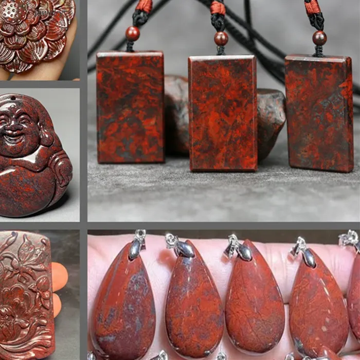 Authentic Natural Meteorite Ruby Buddha Pendant Chicken Blood Stone Water Drop Jade Pendant Magnetic Ping An Brand Necklace Men and Women