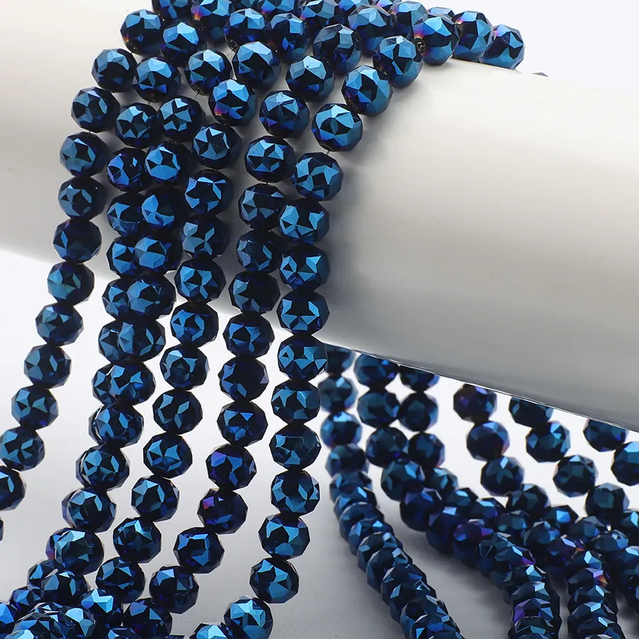 Authentic Mystic Crystal Bead Ensemble - 65 Faceted Sapphire Glass Spacer Beads for Enchanted Jewelry
