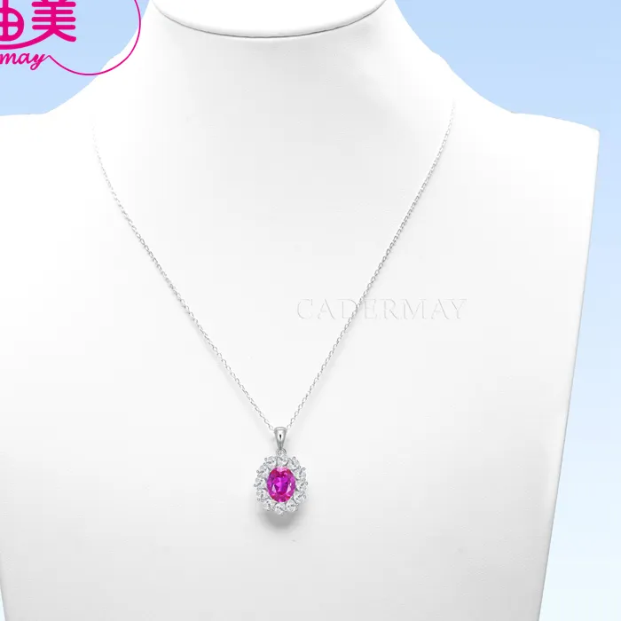Authentic Rose Of The Heart Lab Grown Ruby Pendant In Sterling Silver