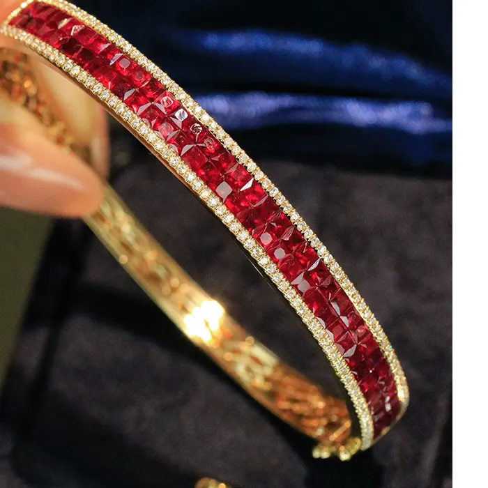 Authentic The Crimson Flame 18K Gold and Ruby Bangle