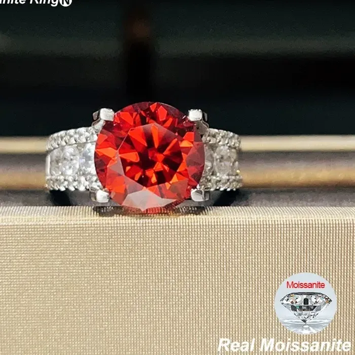 Authentic The Crimson Flame Moissanite Ring of Eternal Passion