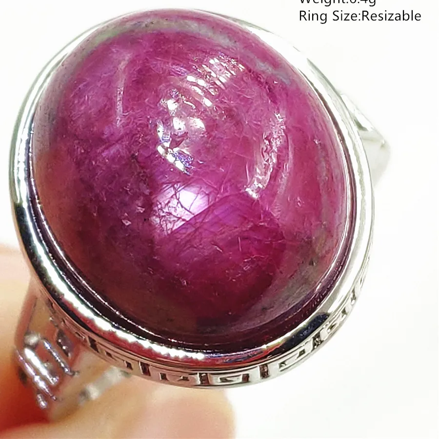 Authentic Natural Red Ruby Oval Adjustable Ring Jewelry Star Light Gemstone Red Watermelon Ruby Zoisite Bead Aaaaaa