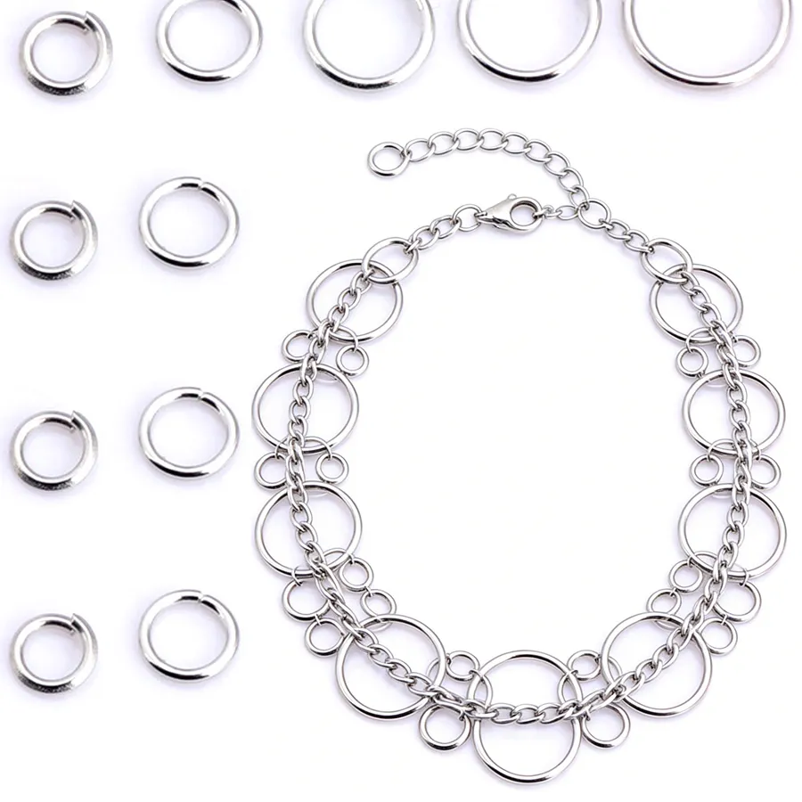 Authentic 3/4/5/6/7/8/9/10/12mm Wire Dia 0.7/0.8/1.0MM Rhodium Plating Jump Ring Link Loop DIY Bracelet/Necklace Jewelry Making Connector