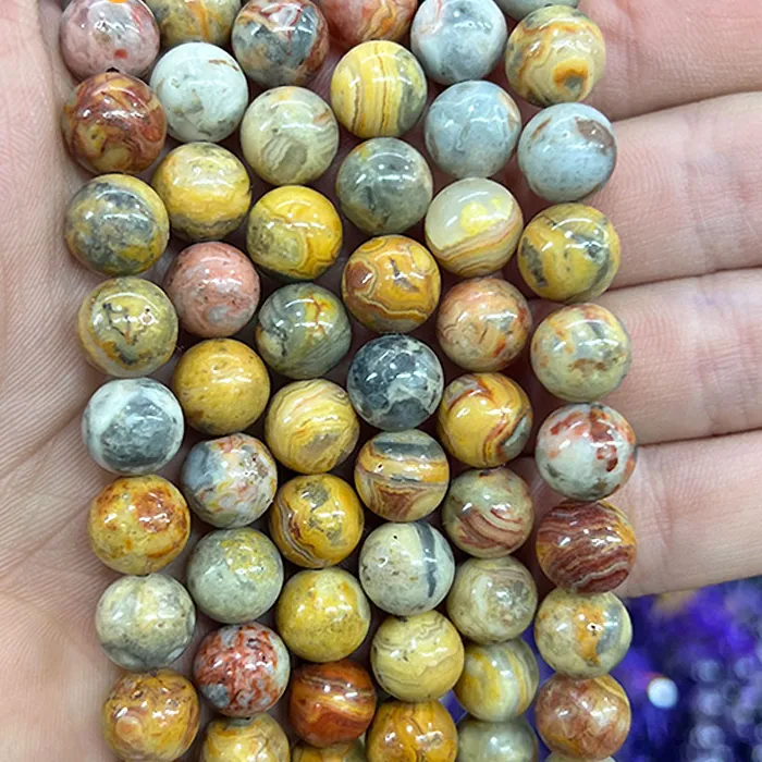 Authentic Natural stone Crazy yellow agate beads For Jewelry Making DIY Handstring Accessories Rings Bracelets 15" Wholesale 4/6/8/10/12mm