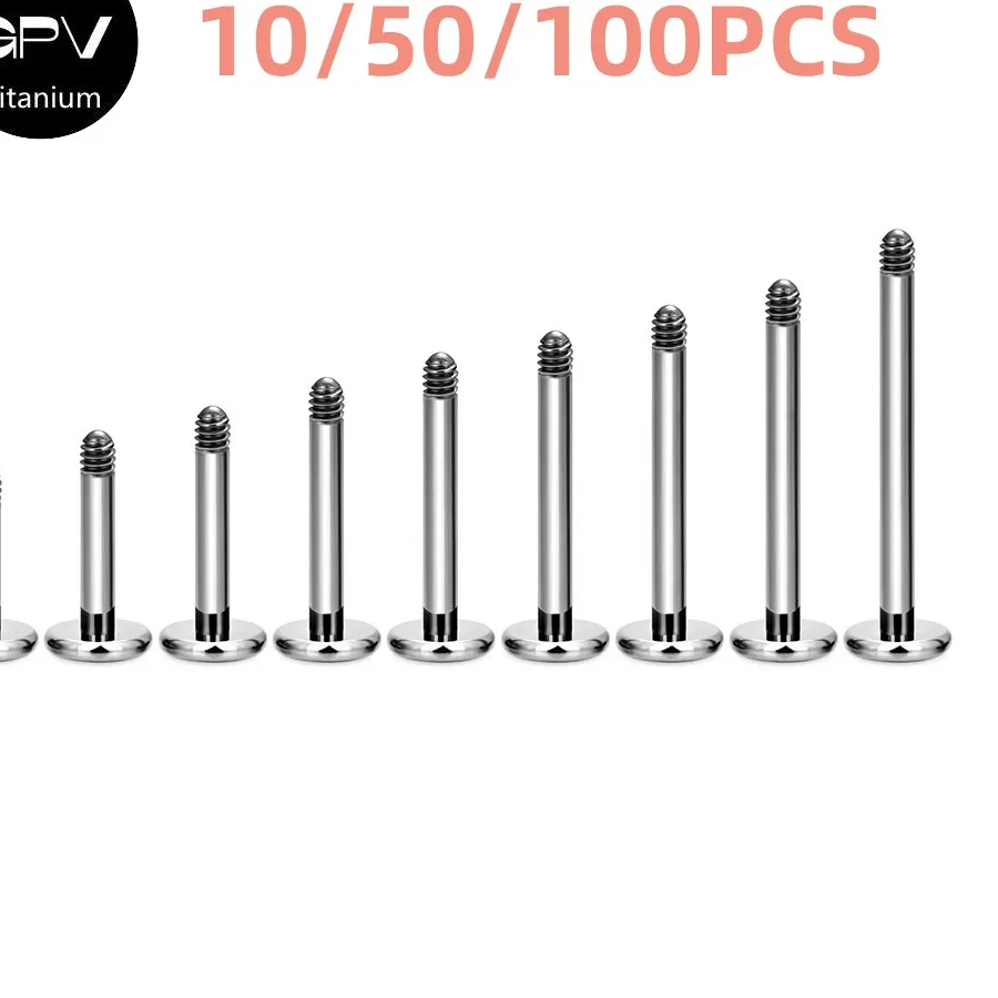Authentic 10/50/100PCS Wholesale  G23 Titanium Fashion Jewelry Ear and Lip Stud Accessories External Thread Perforated Base
