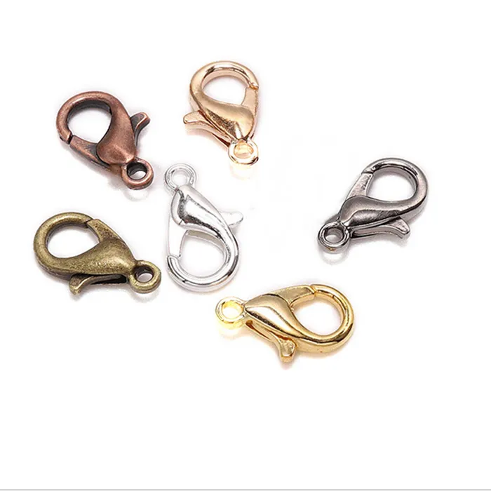 Authentic 5 Color To Chose Color Retention 9MM/12MM/14MM 10/50/100/200PCS Jewelry Antique Copper Lobster Clasp Charms Jewelry Findings