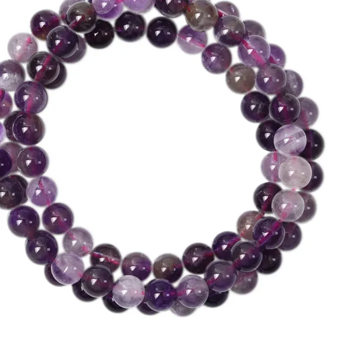 Authentic Natural Red Purple Auralite 23 Cacoxenite 3 Laps Round Beads Bracelet 6mm Women Men Purple Auralite 23 Jewelry Bracelet AAAAA