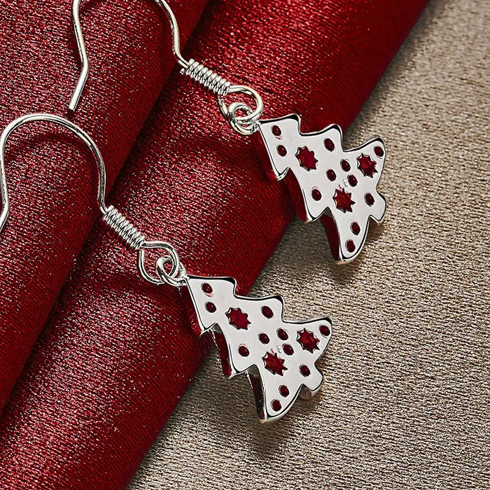 Authentic 2024 New 925 Sterling Silver 28MM Fine Christmas Tree Earrings For Fashion Women Girlfriends Gifts Wedding JewelryAccessories