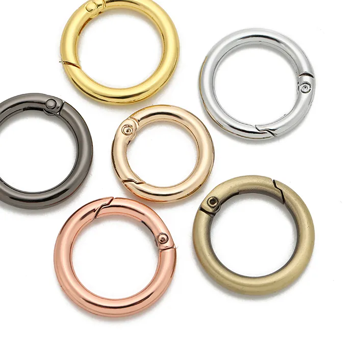 Authentic 5PCS 25mm 28mm 30mm Open Spring Ring Buckle Keyring Key Chains (Never Fade) Round Split Ring Key Rings For Bag Jewelry Finings