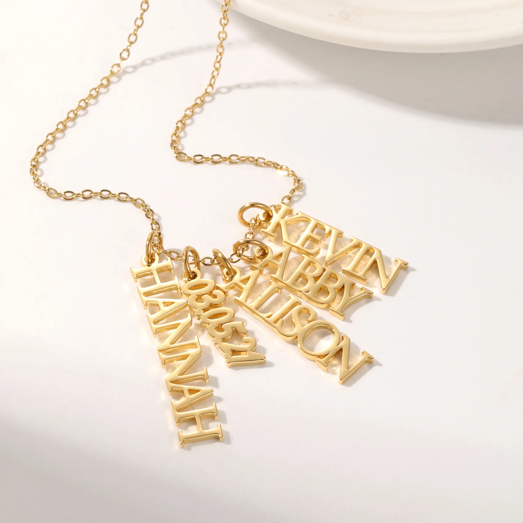Authentic Qitian Custom Multiple Names Necklace 18k Gold Plate Stainless Steel Jewelry Personalised Women Pendant Necklaces For Women Gift