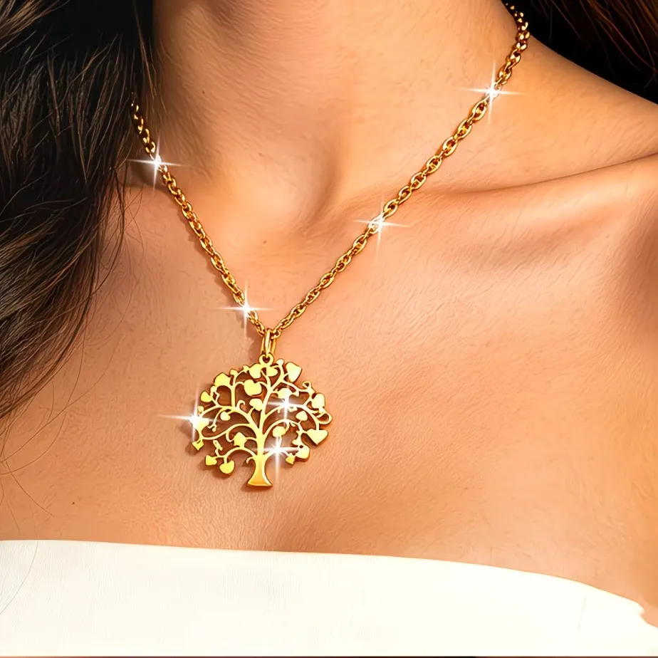 Authentic 1pc Hollow Tree of Life Pendant Necklace Golden Plated/Silvery Plated Jewelry Perfect Birthday Anniversary
