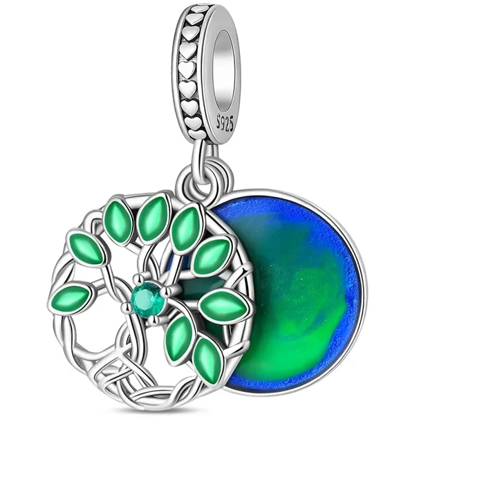 Authentic 925 Sterling Silver Life Tree Charms Bead Sparkling CZ Zircon Dangle Fit 3mm Original Birthday Anniversary DIY Women Jewelry