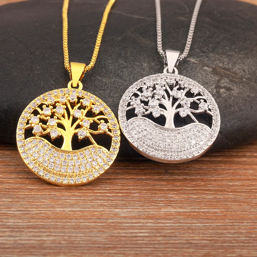 Authentic AIBEF Star Heart Tree of Life Pendant Necklace For Women Elegant Clavicle Chain Charm Jewelry Birthday Wedding